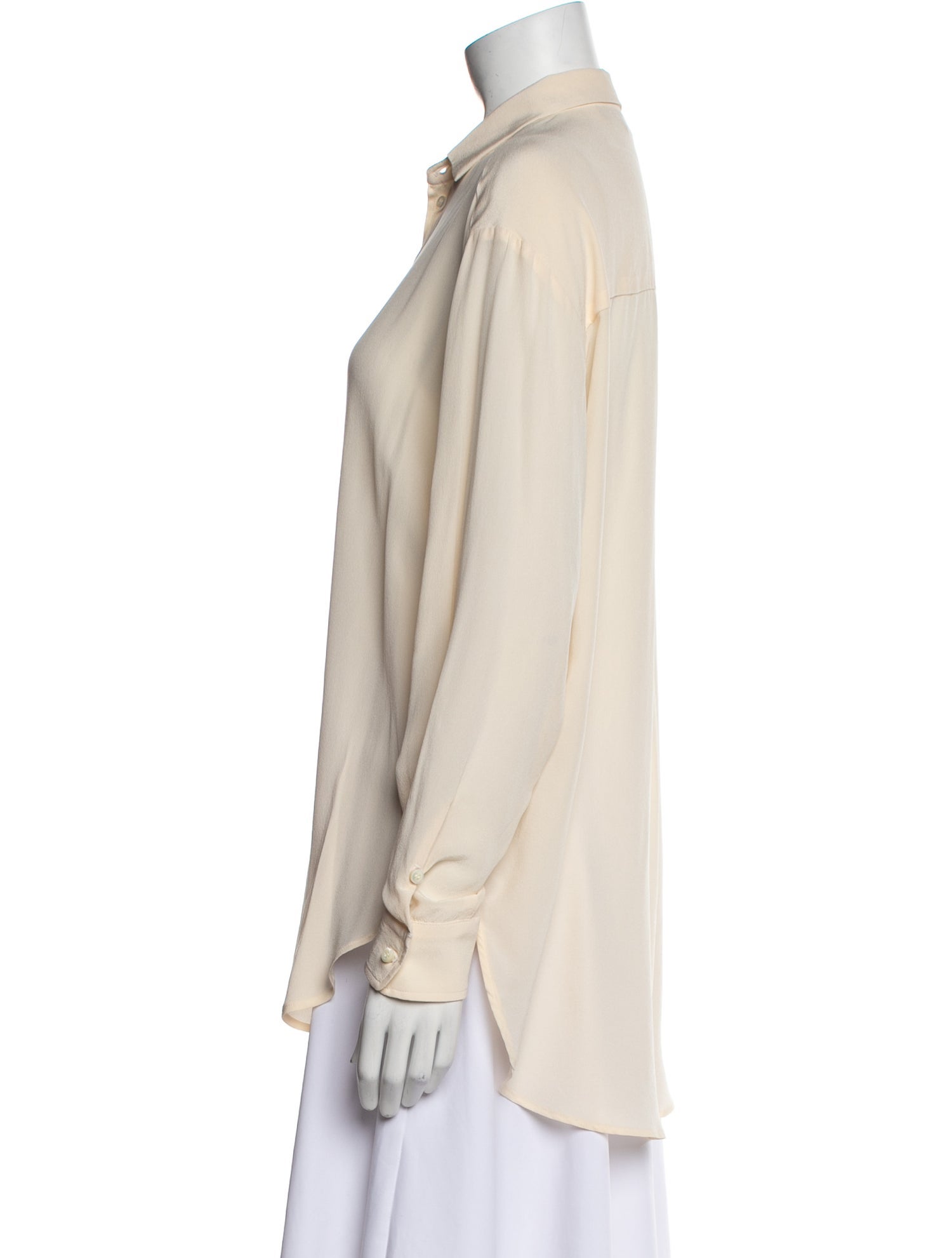 Jamie Haller Silk Long Sleeve Button-Up Top