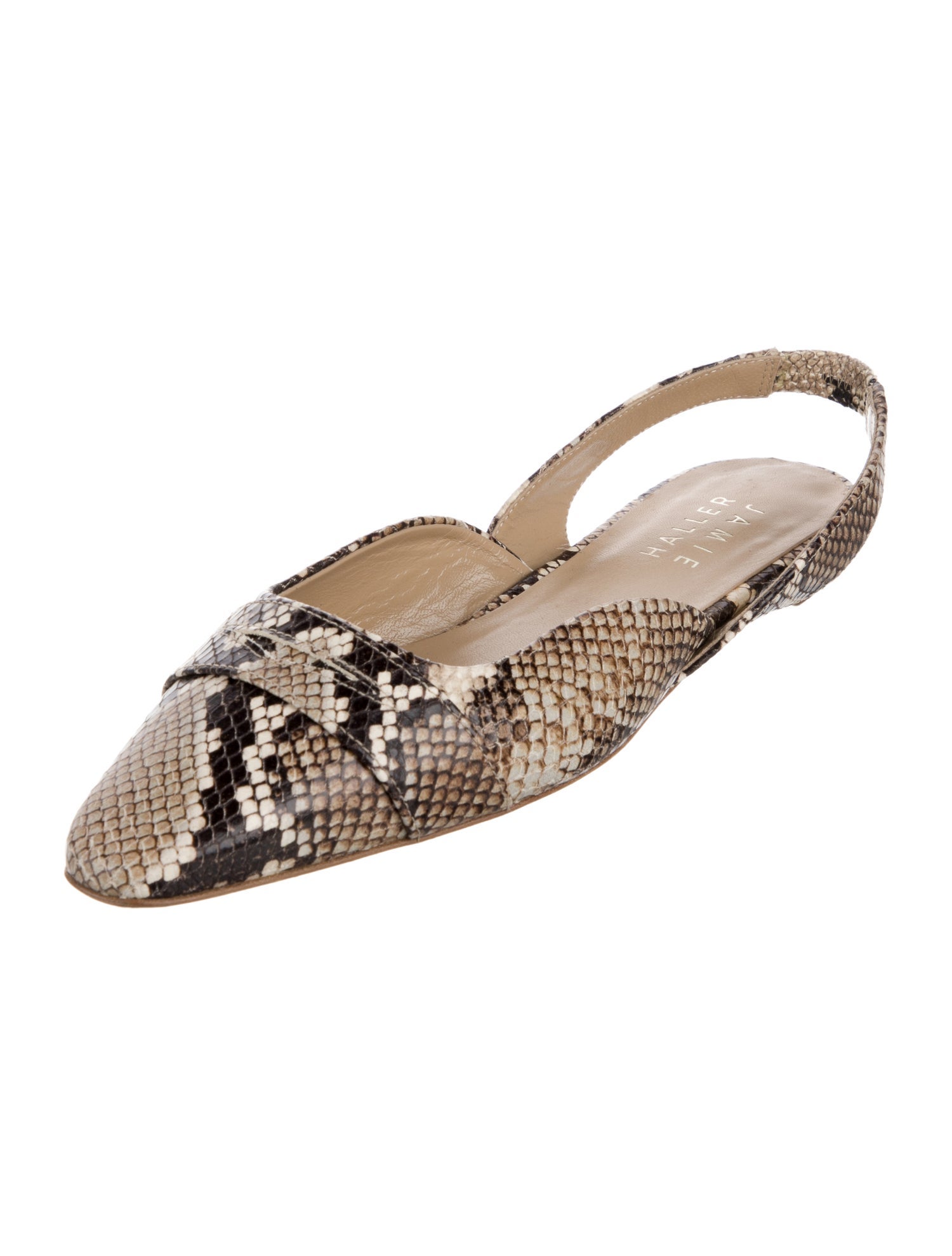 Jamie Haller Embossed Leather Animal Print Slingback Flats
