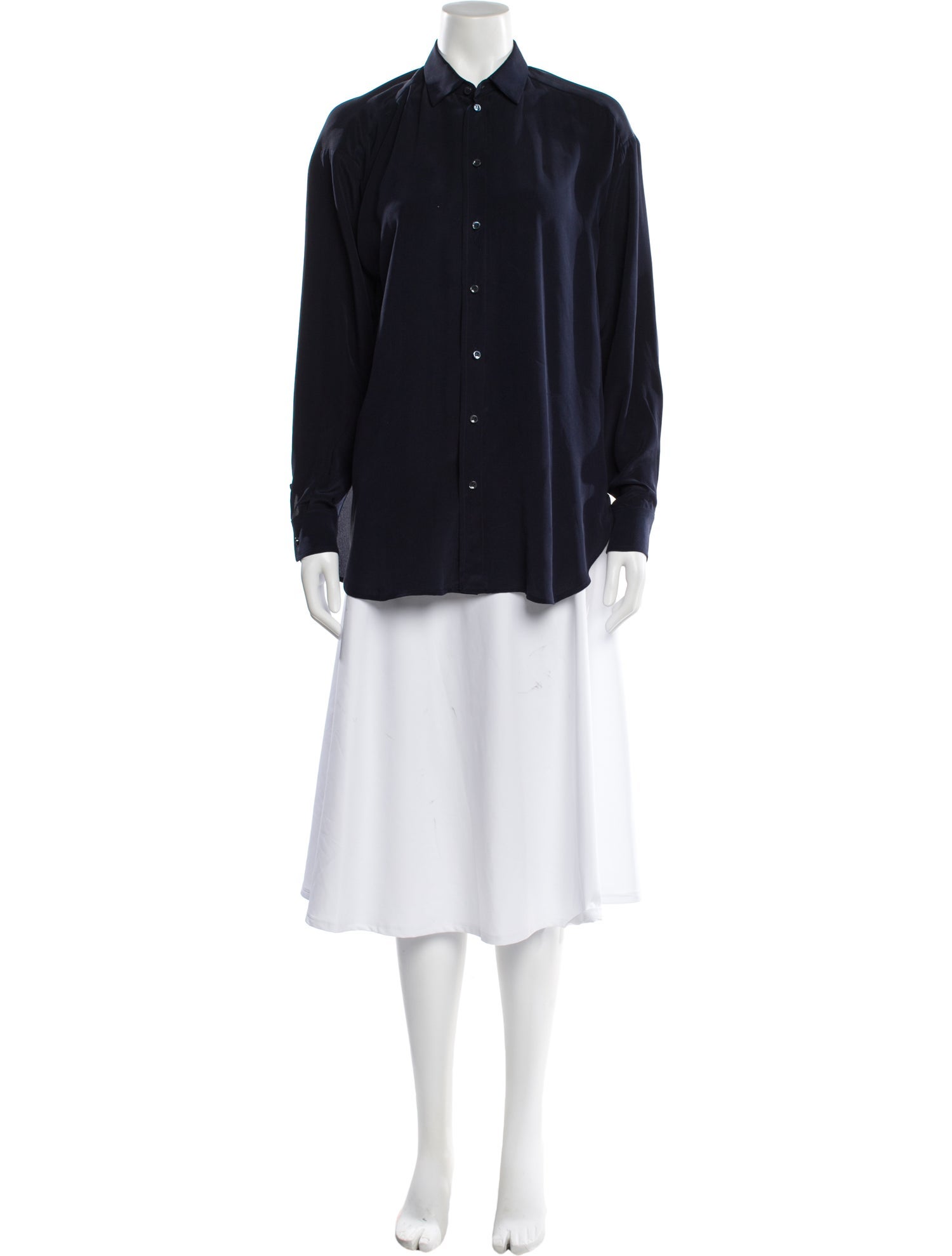 Jamie Haller Silk Long Sleeve Button-Up Top