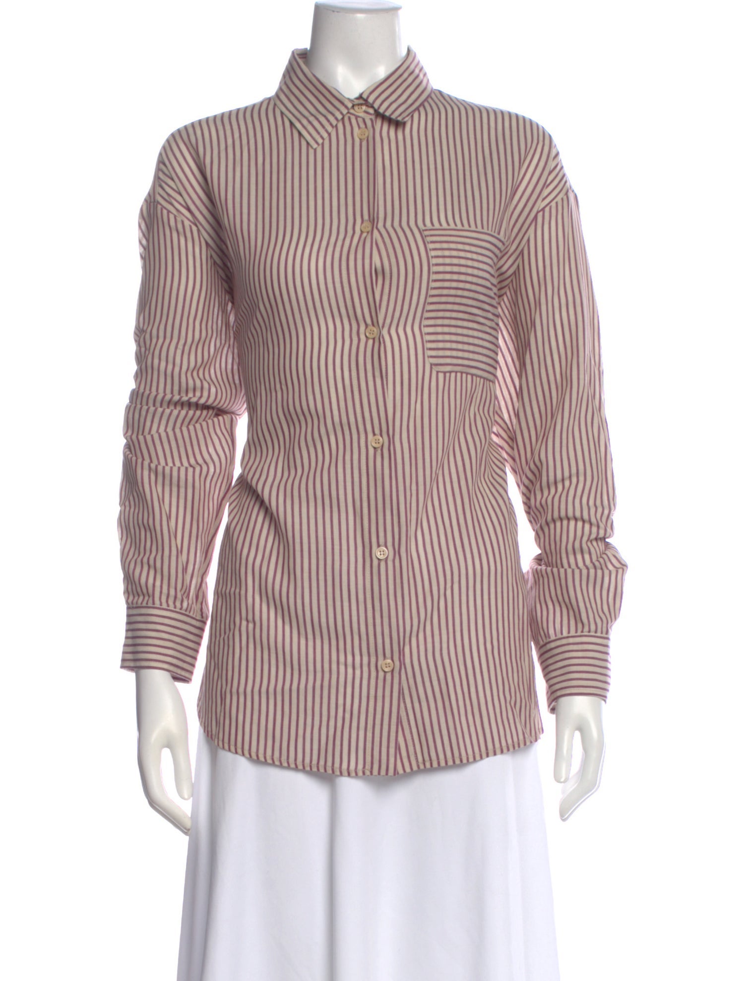 Jamie Haller Striped Long Sleeve Button-Up Top