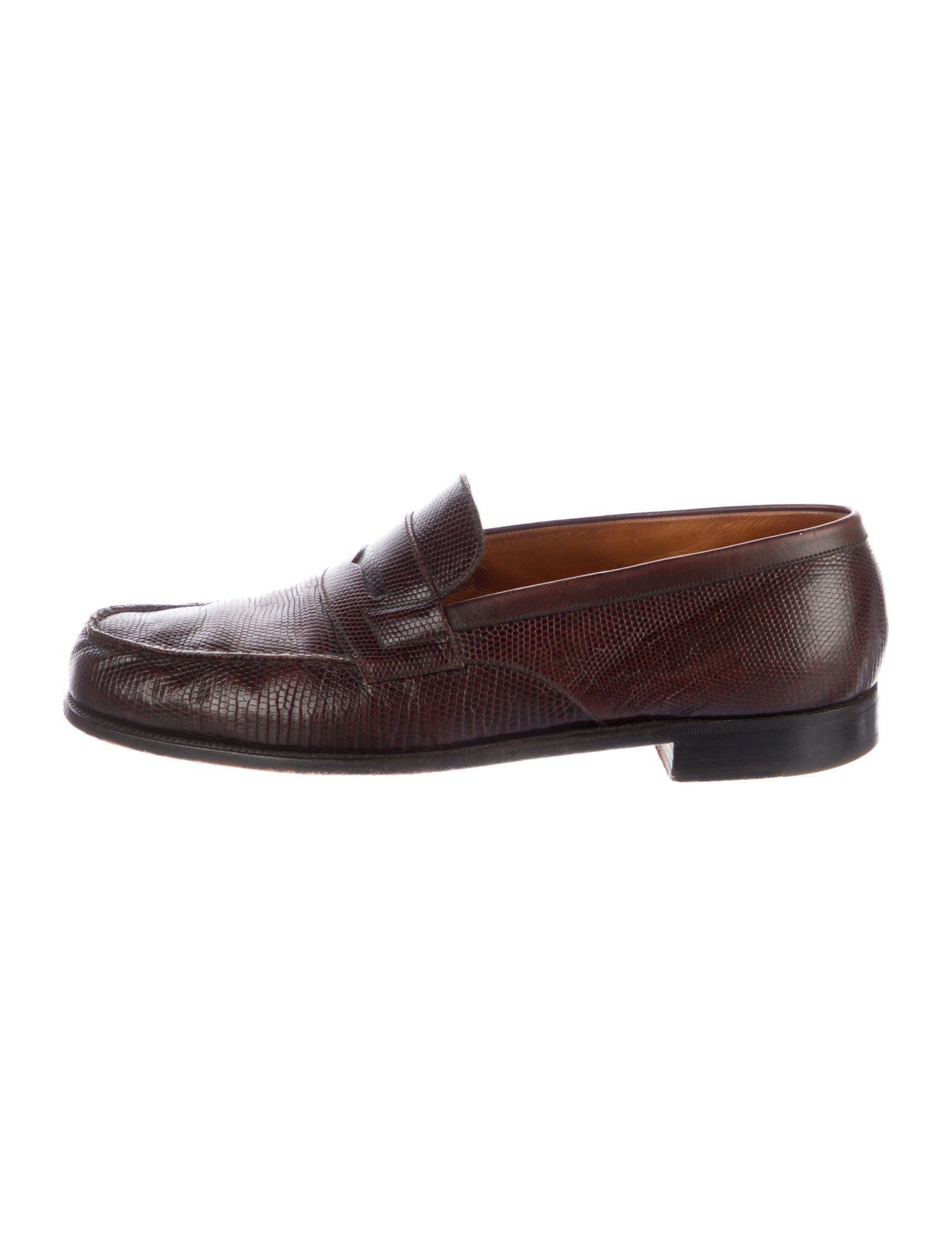 J.M. Weston Embossed Leather Dress Loafers