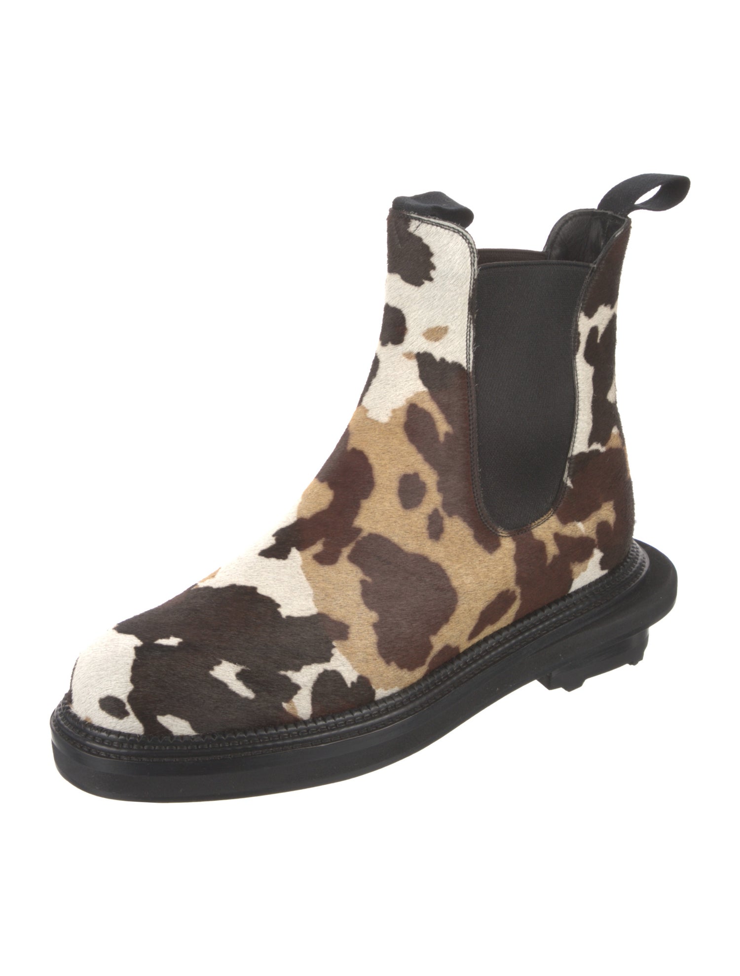 J.M. Weston Ponyhair Animal Print Chelsea Boots