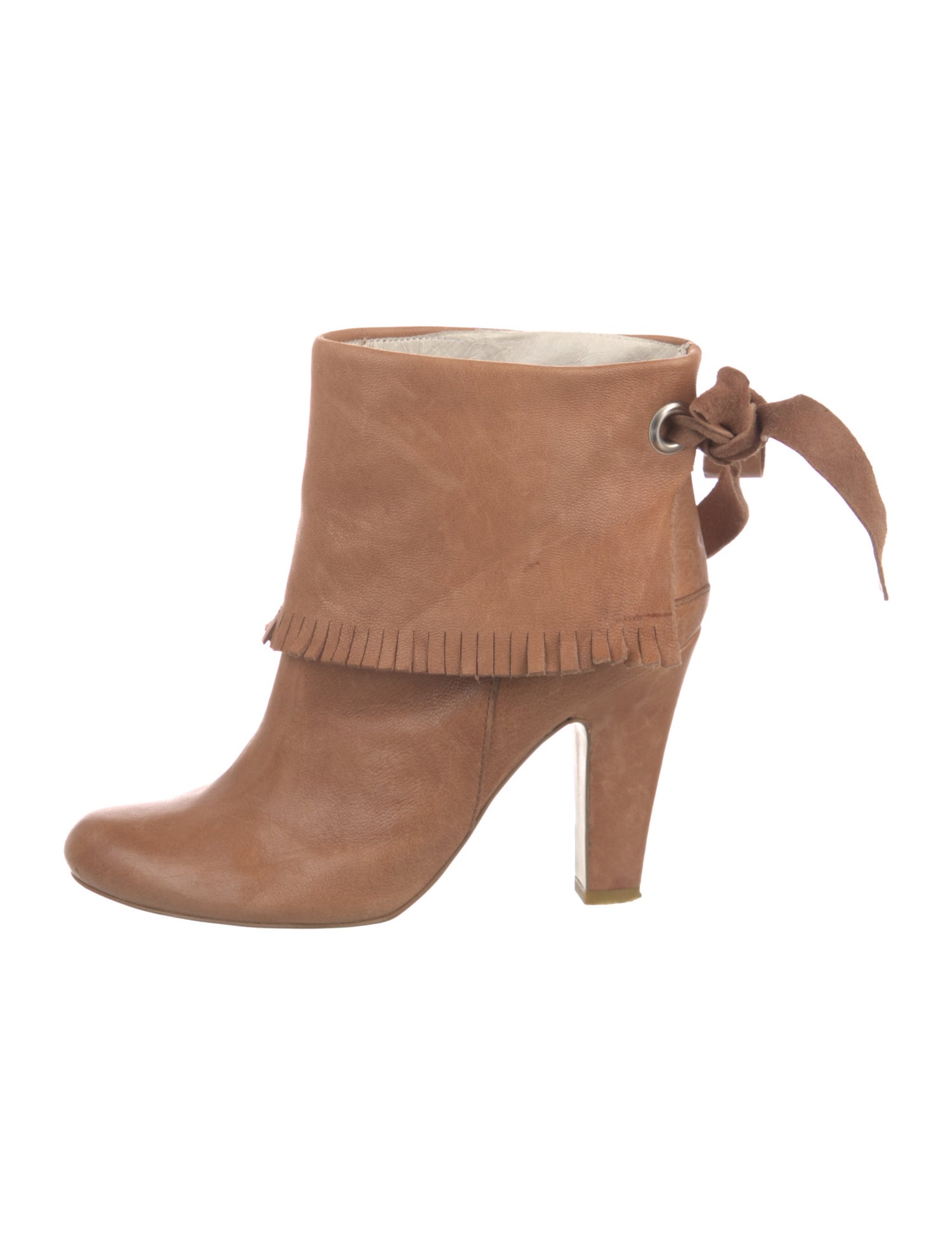 Jonak Vegetarian Leather Fringe Trim Accent Lace-Up Boots