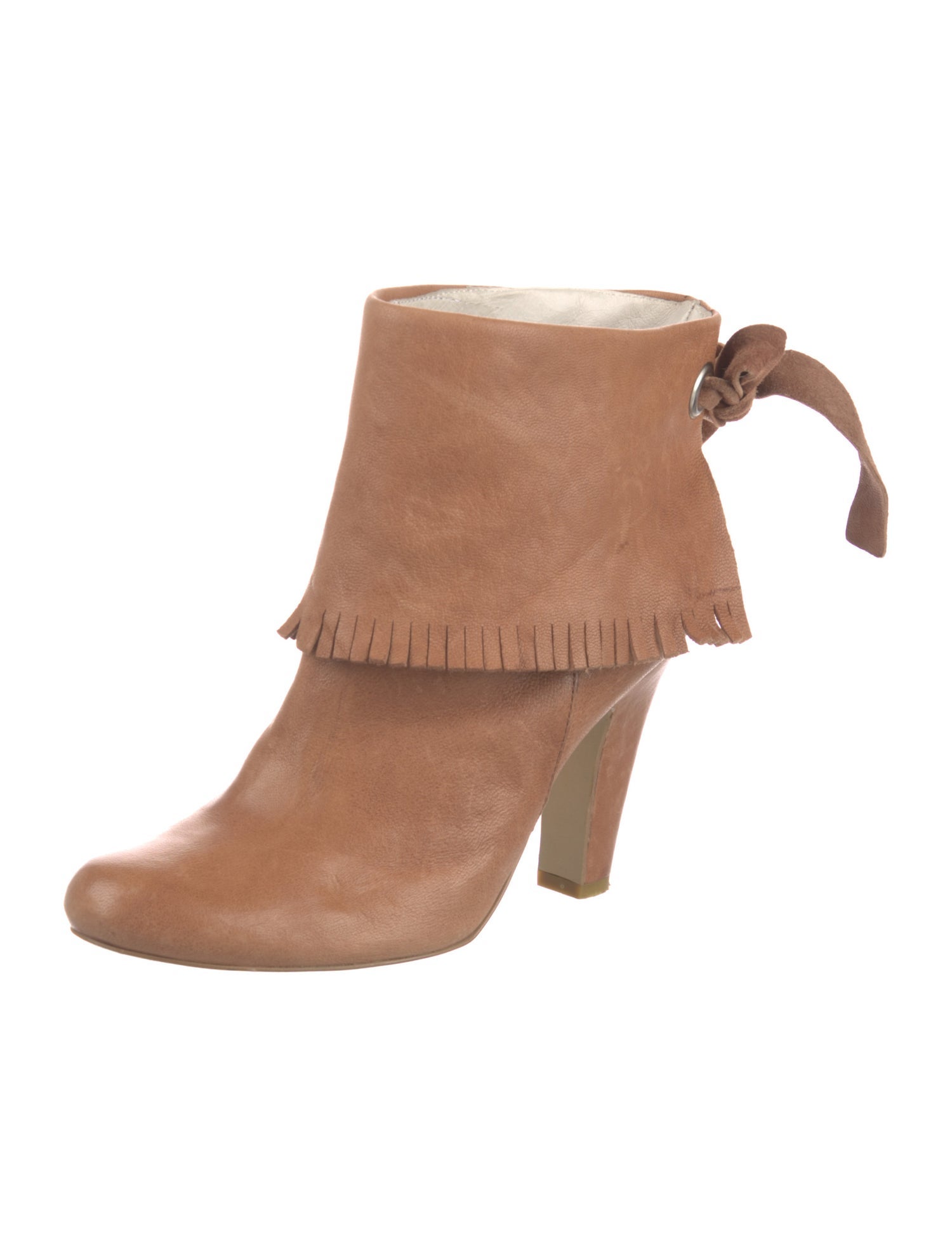 Jonak Vegetarian Leather Fringe Trim Accent Lace-Up Boots