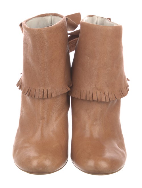 Jonak Vegetarian Leather Fringe Trim Accent Lace-Up Boots