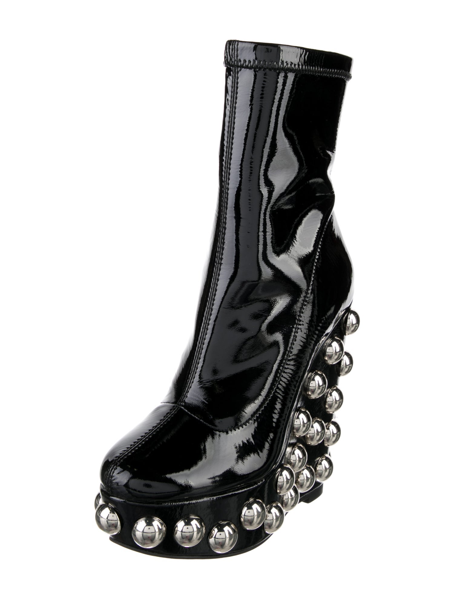 Jennifer Le Patent Leather Studded Accents Boots