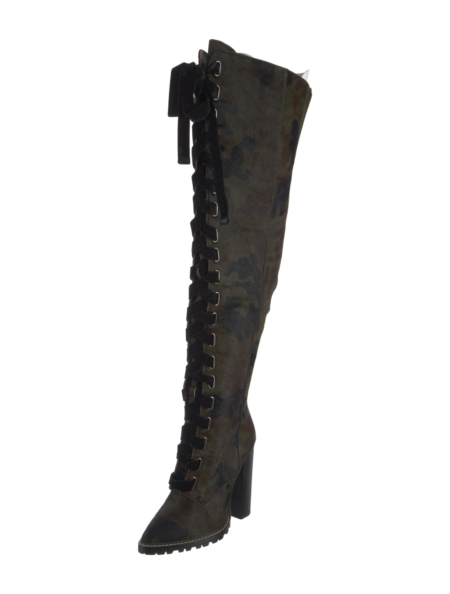 Jennifer Le Camouflage Print Lace-Up Boots