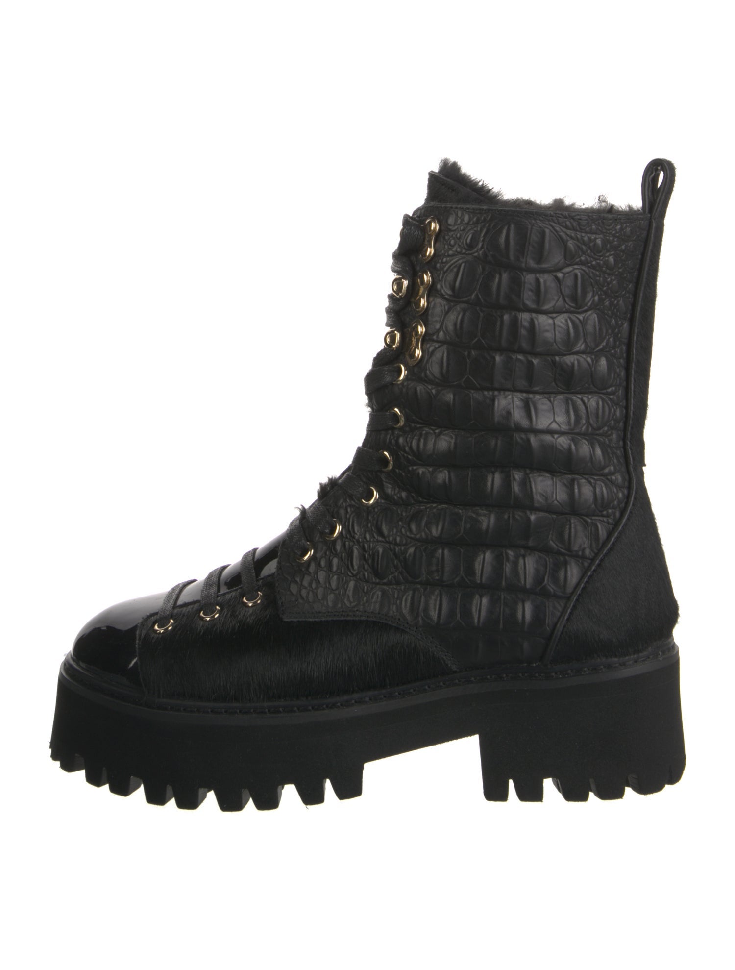 Jennifer Le Ponyhair Combat Boots