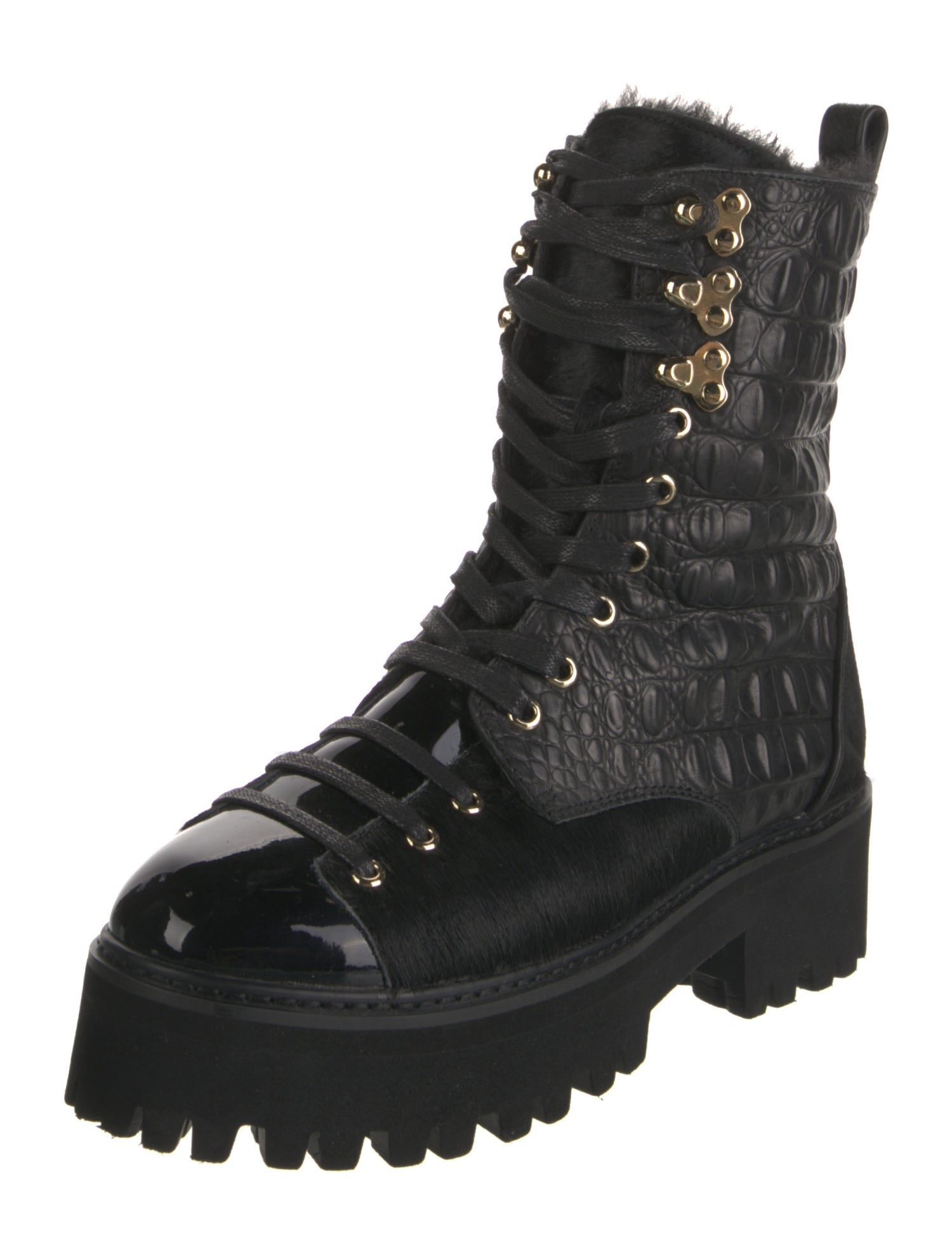 Jennifer Le Ponyhair Combat Boots