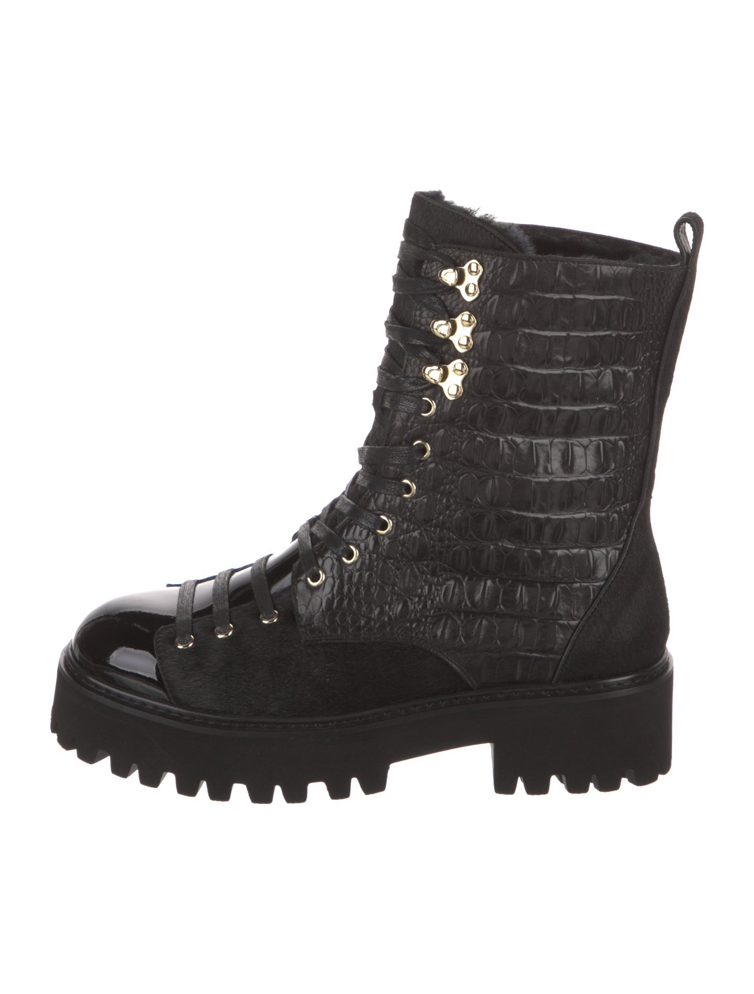 Jennifer Le Crocodile Combat Boots