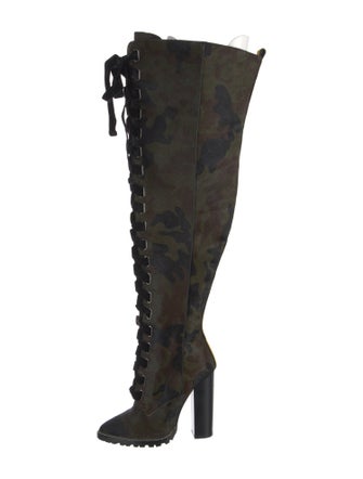 Jennifer Le Camouflage Print Lace-Up Boots