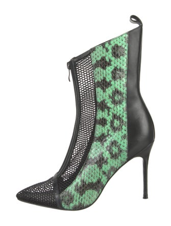 Jennifer Le Leather Animal Print Boots