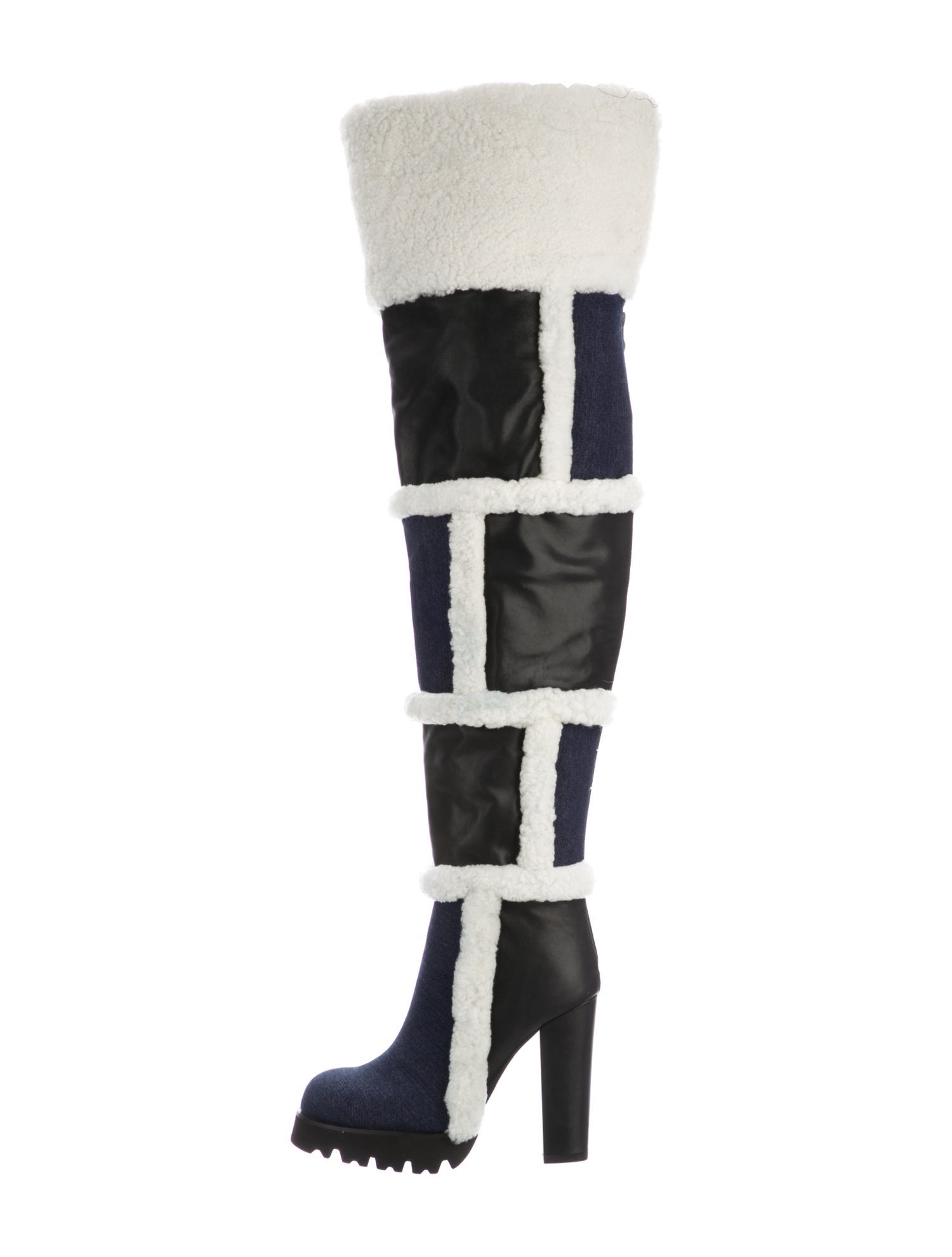 Jennifer Le Leather Striped Boots