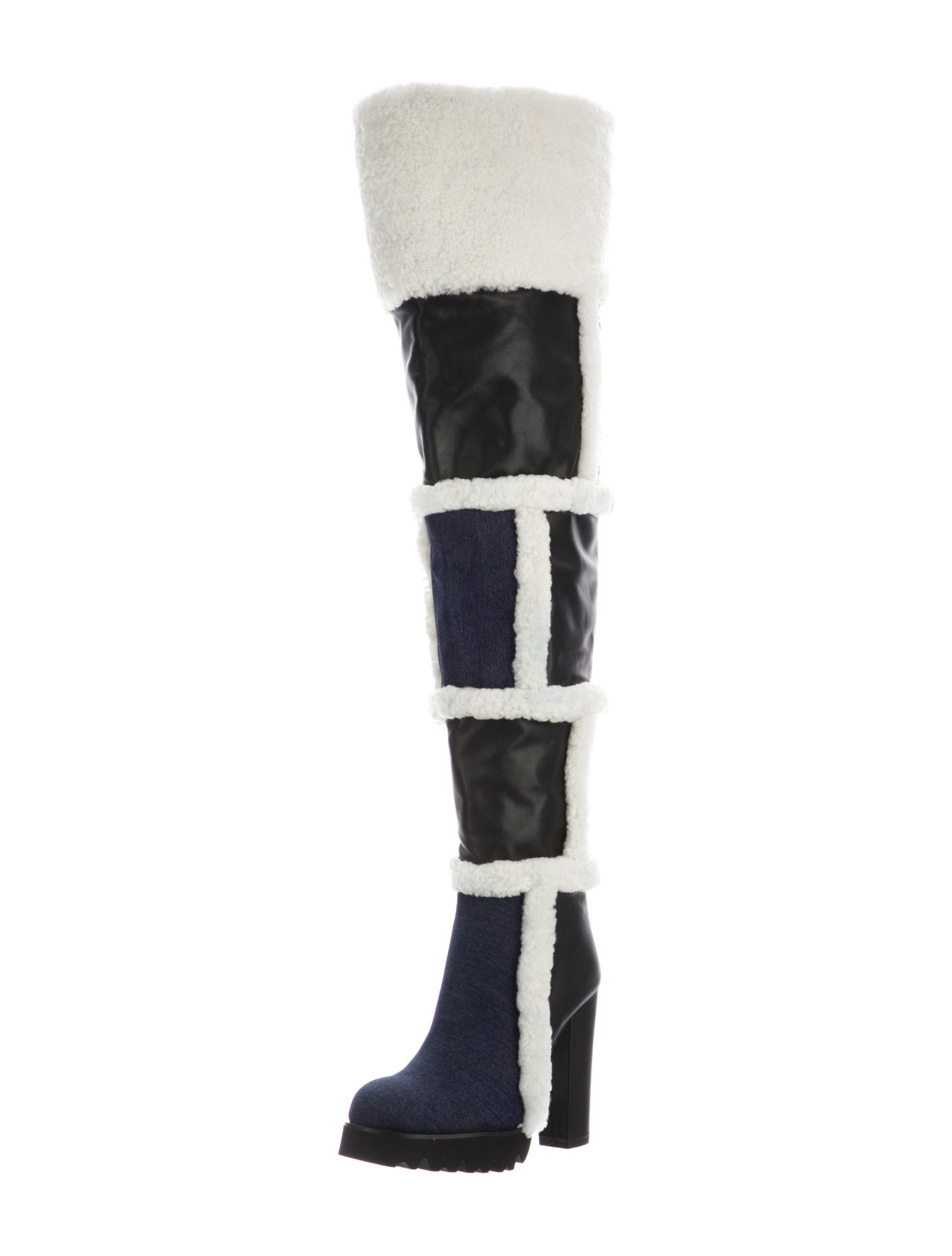 Jennifer Le Leather Striped Boots