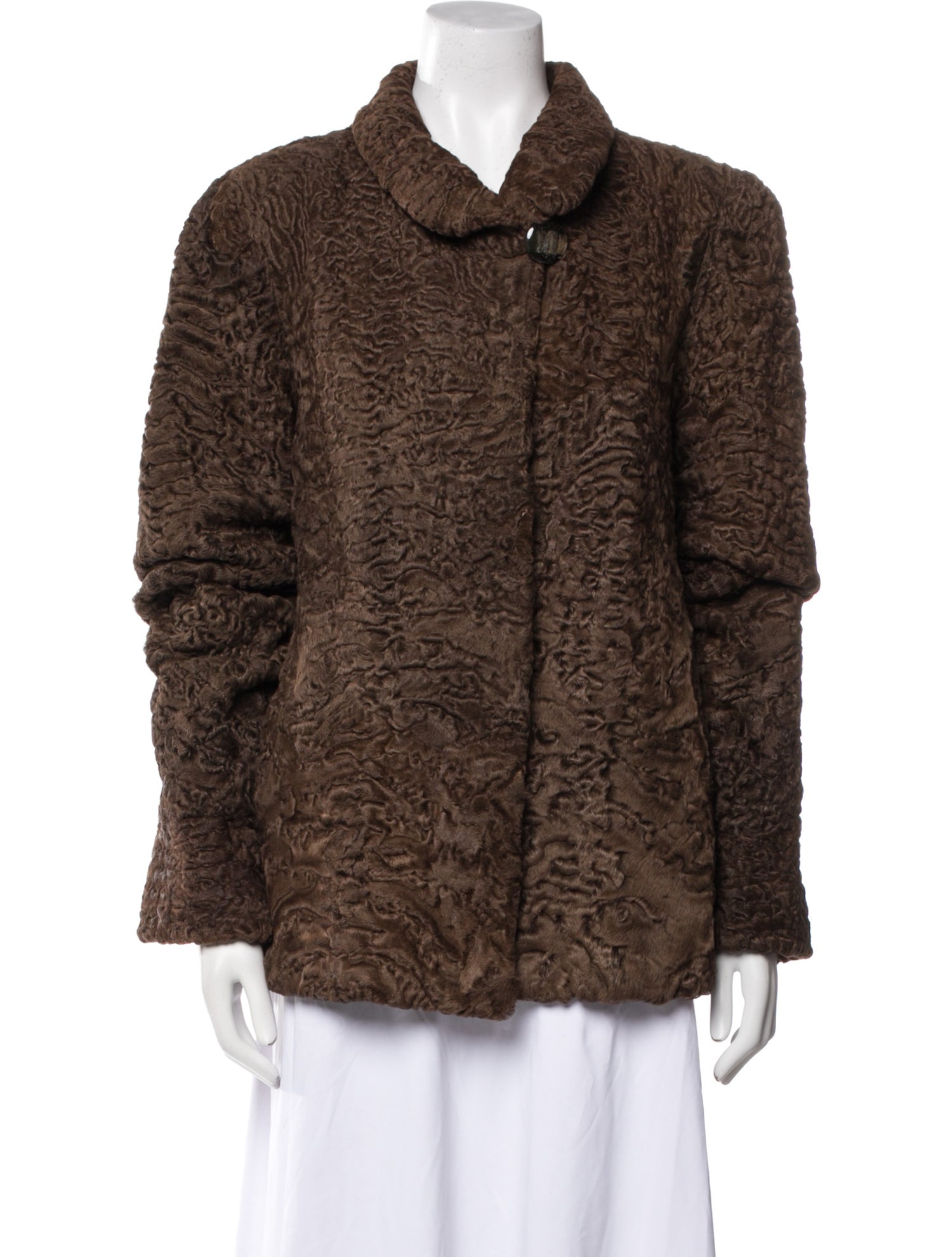 Janucci Tweed Pattern Faux Fur Jacket