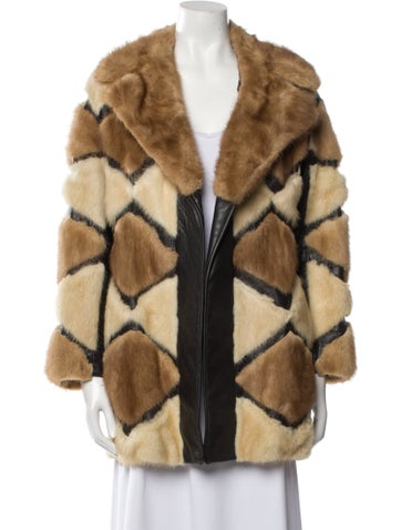 John Tauber Coats Leather Colorblock Pattern Coat XS