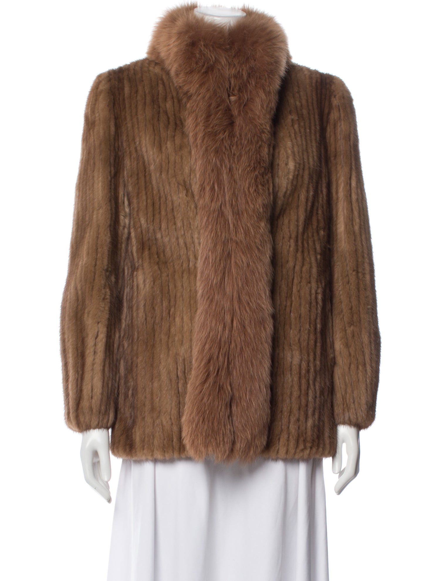 John Tauber Vintage Fox Trim Fur Coat