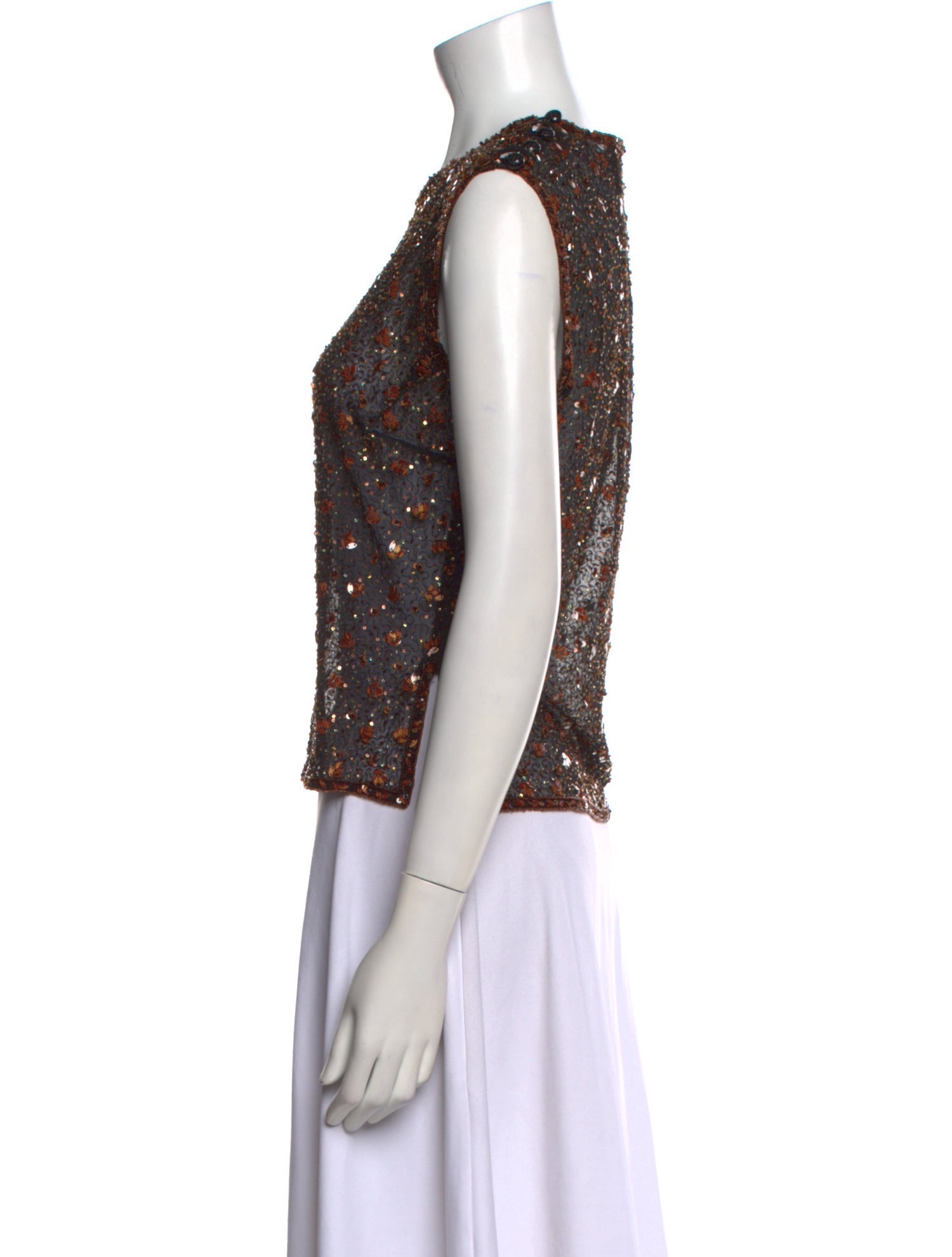 Joanna Mastroianni Sequin Floral Print Top