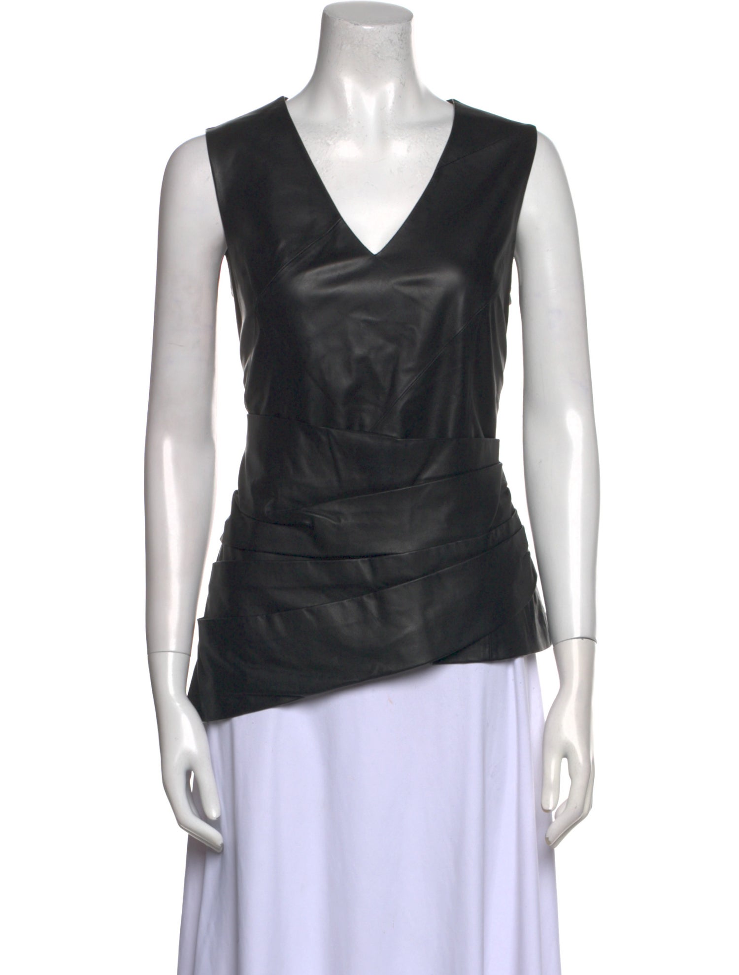 John Carlisle Leather V-Neck Top