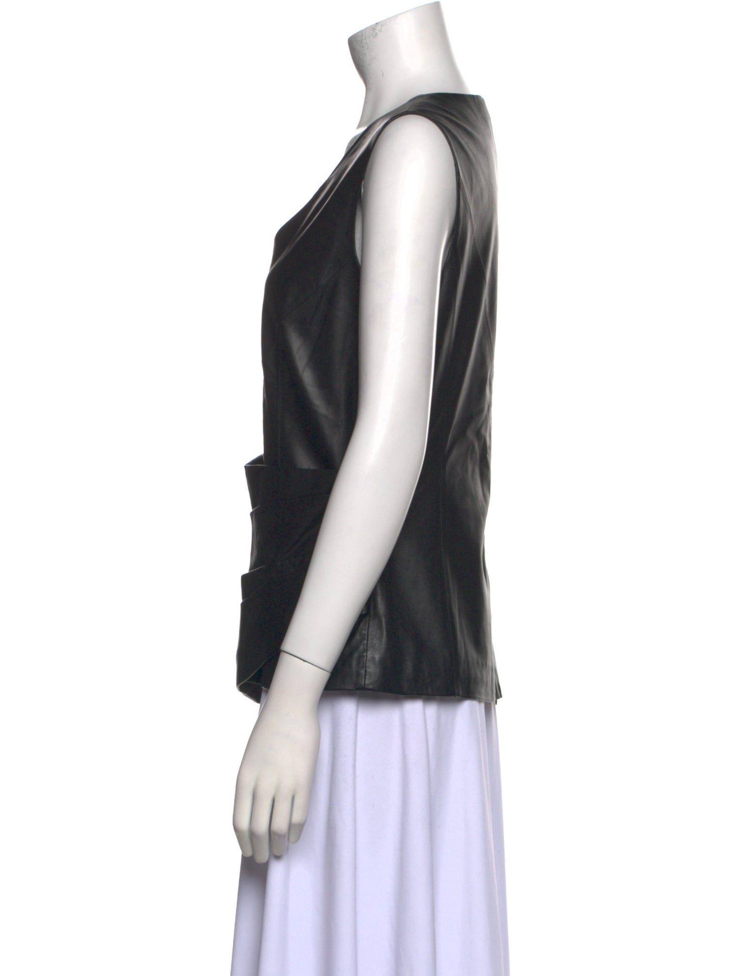 John Carlisle Leather V-Neck Top