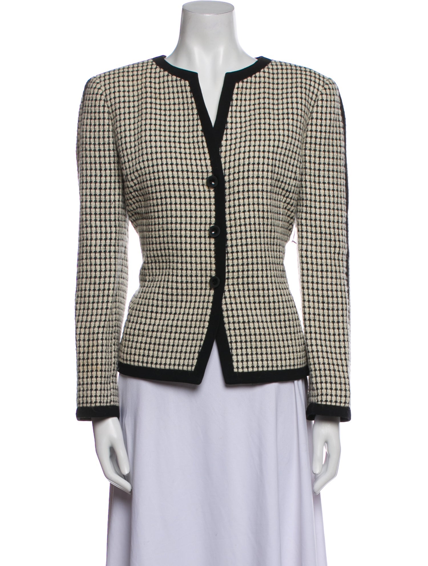 John Carlisle Wool Plaid Print Evening Jacket