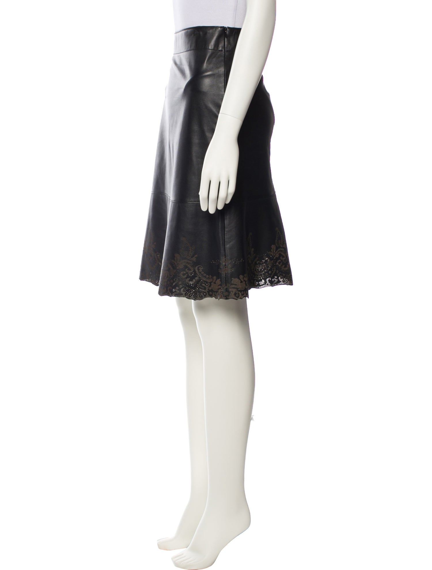 John Carlisle Leather Knee-Length Skirt