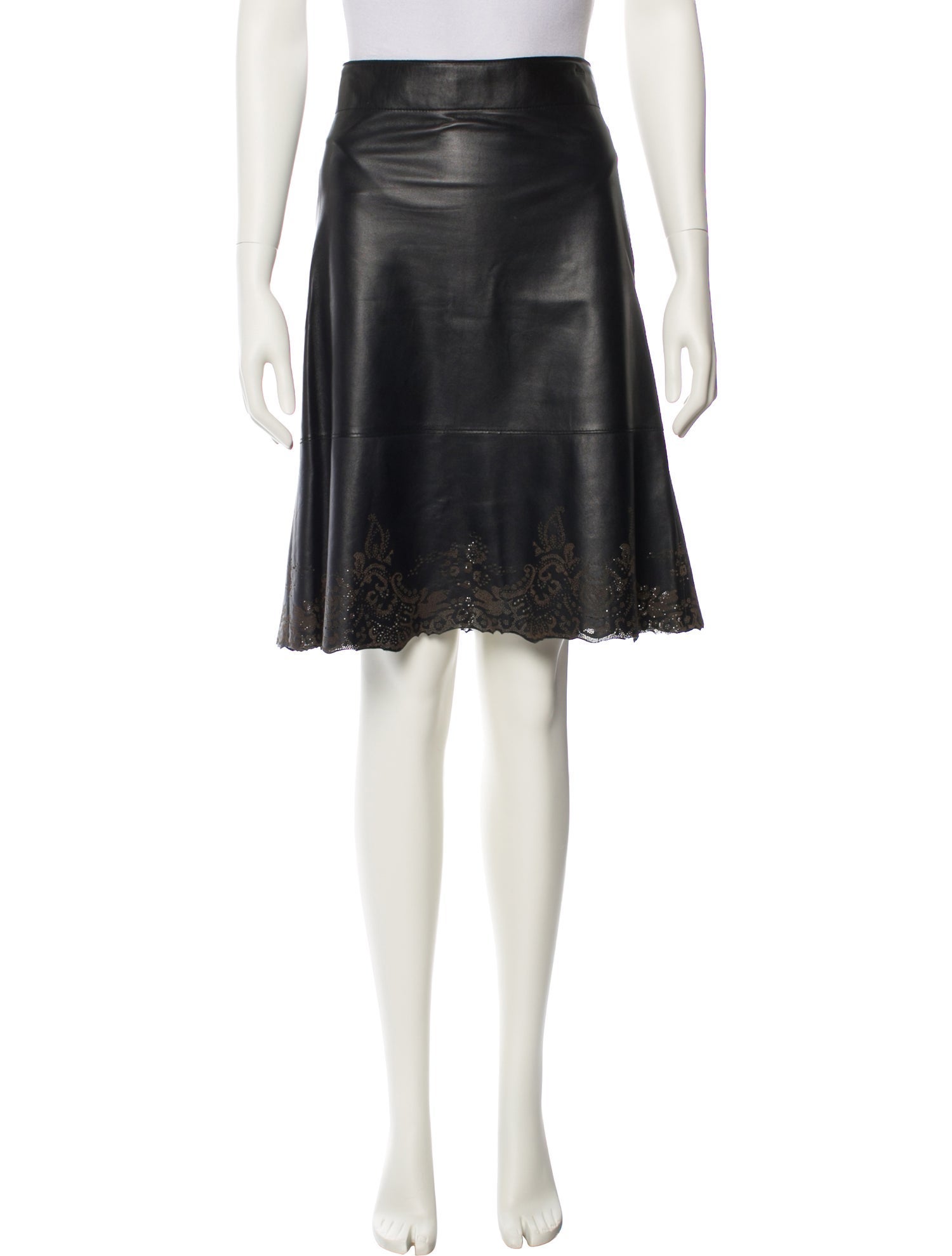 John Carlisle Leather Knee-Length Skirt