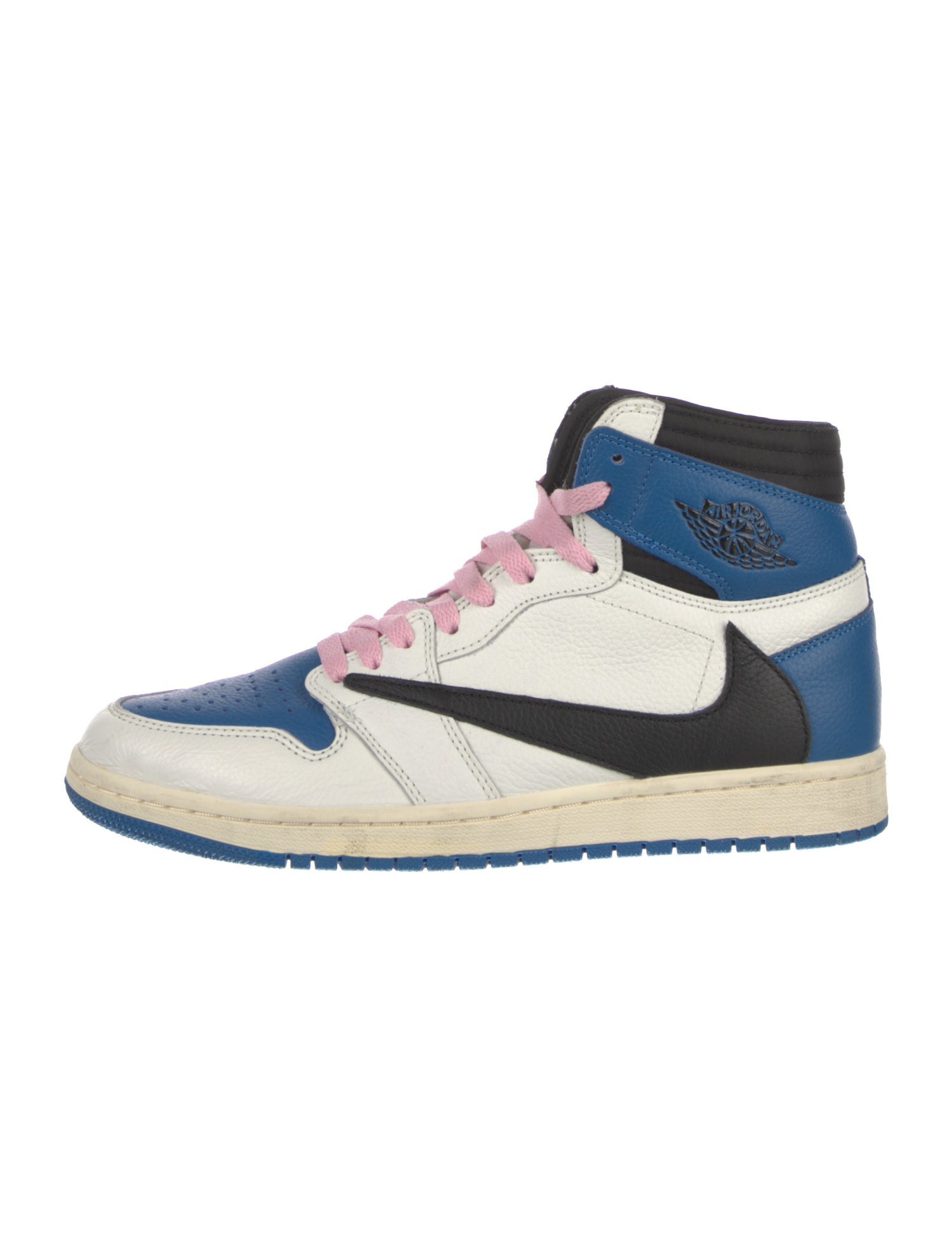 Jordan x Travis Scott x Fragment Design Leather Colorblock Pattern Sneakers