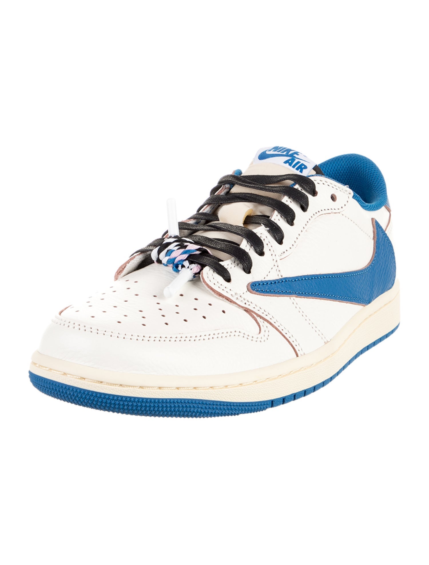 Jordan x Travis Scott x Fragment Design Jordan 1 Retro Low OG SP Fragment x Travis Scott Sail Military Blue Sneakers w/ Tags