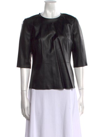 Jo Petters Leather Crew Neck Blouse