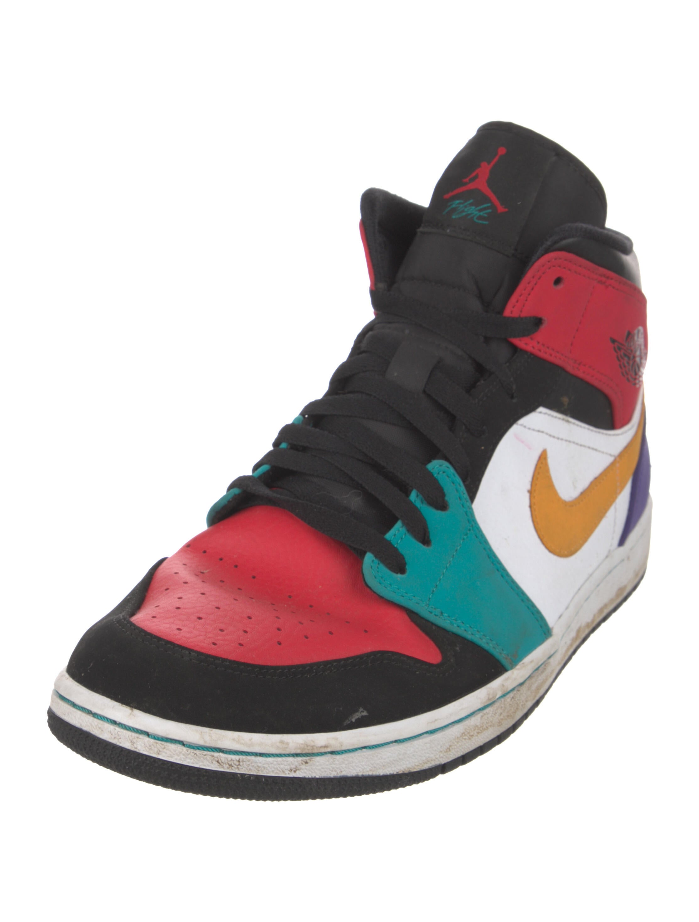 Jordan 1 Mid Bred MultiColor Sneakers White Sneakers, Shoes
