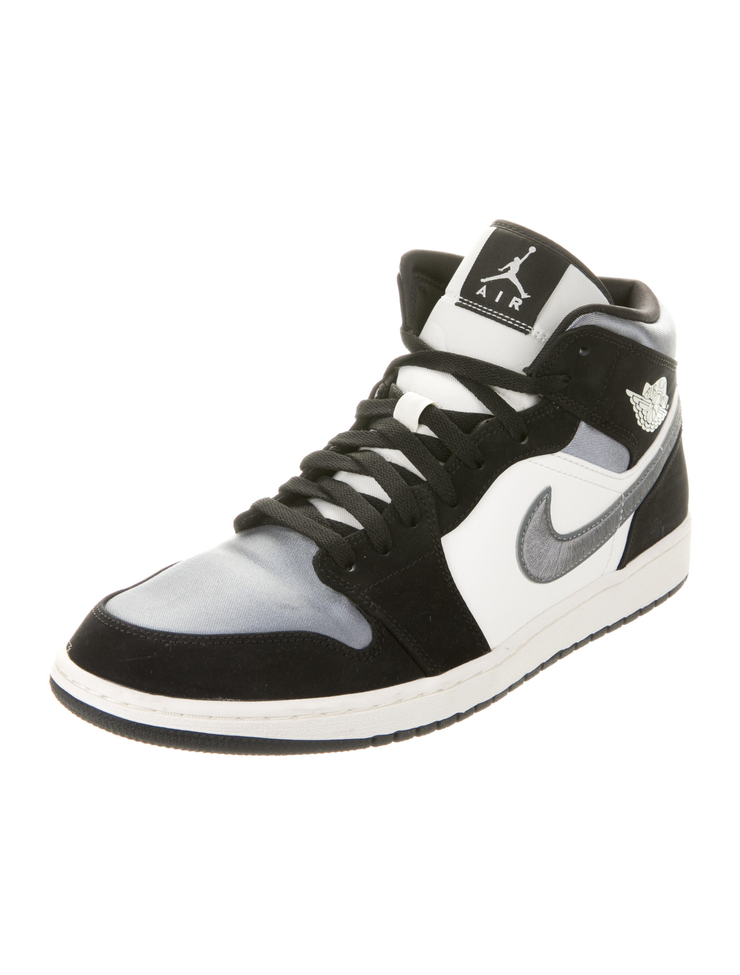Jordan 1 Mid 'Satin Grey Toe' Sneakers Black Sneakers, Shoes