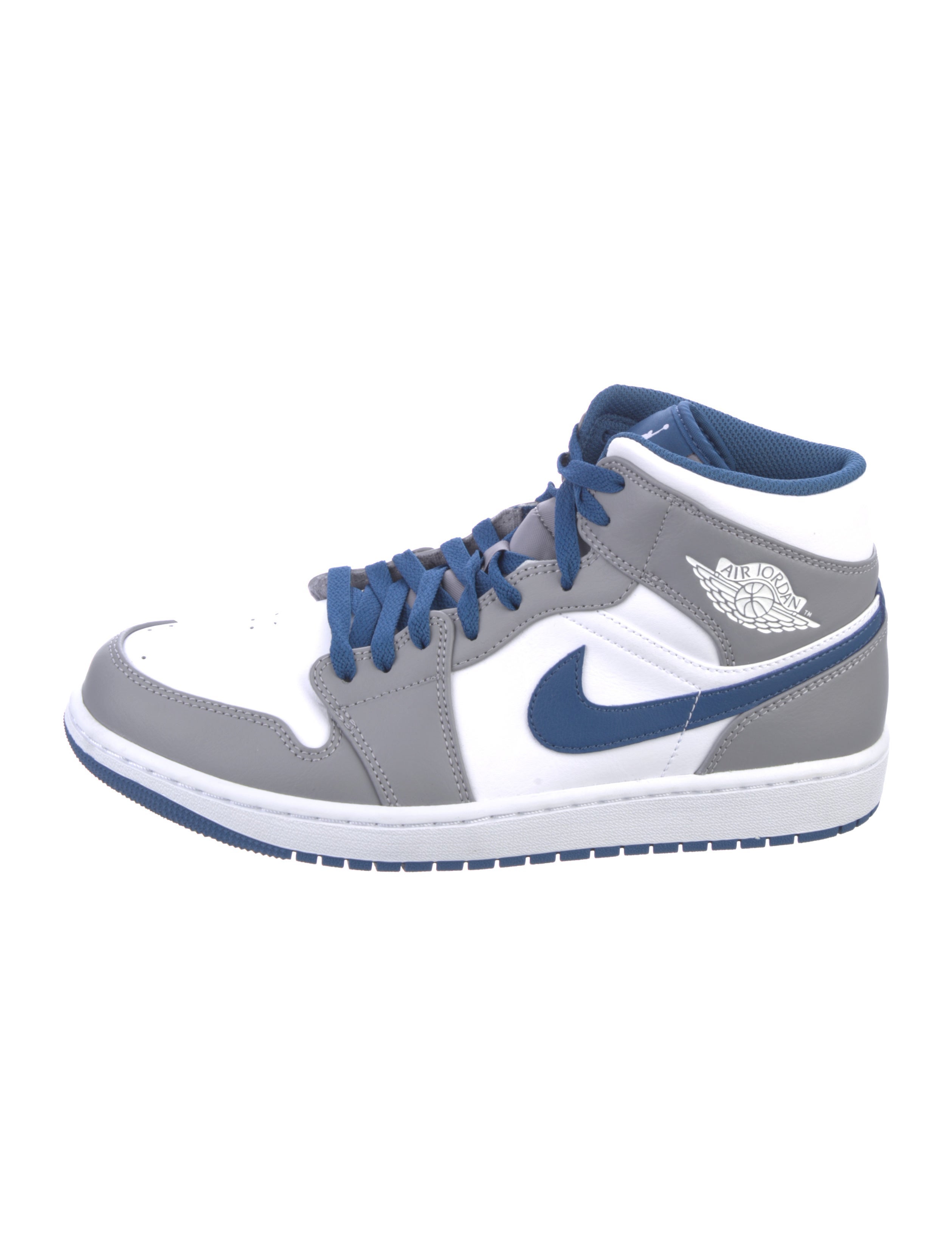 Jordan 1 Mid True Blue Sneakers Grey Sneakers, Shoes WJORA63166