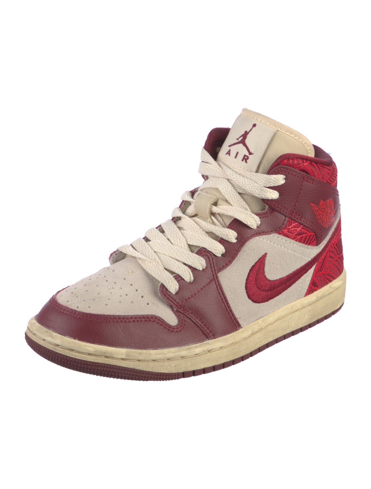 Jordan Leather Colorblock Pattern Athletic Sneakers