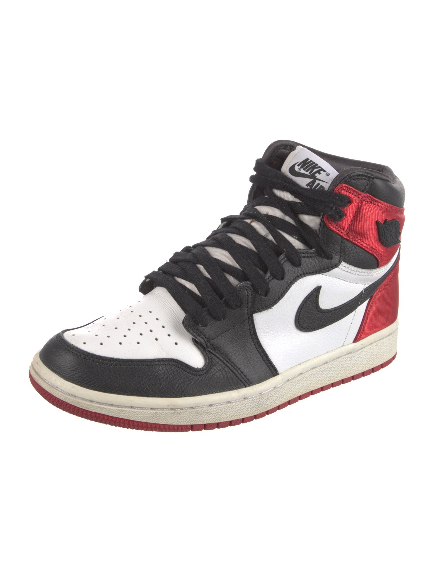 Jordan 1 Retro High Satin Black Toe Sneakers