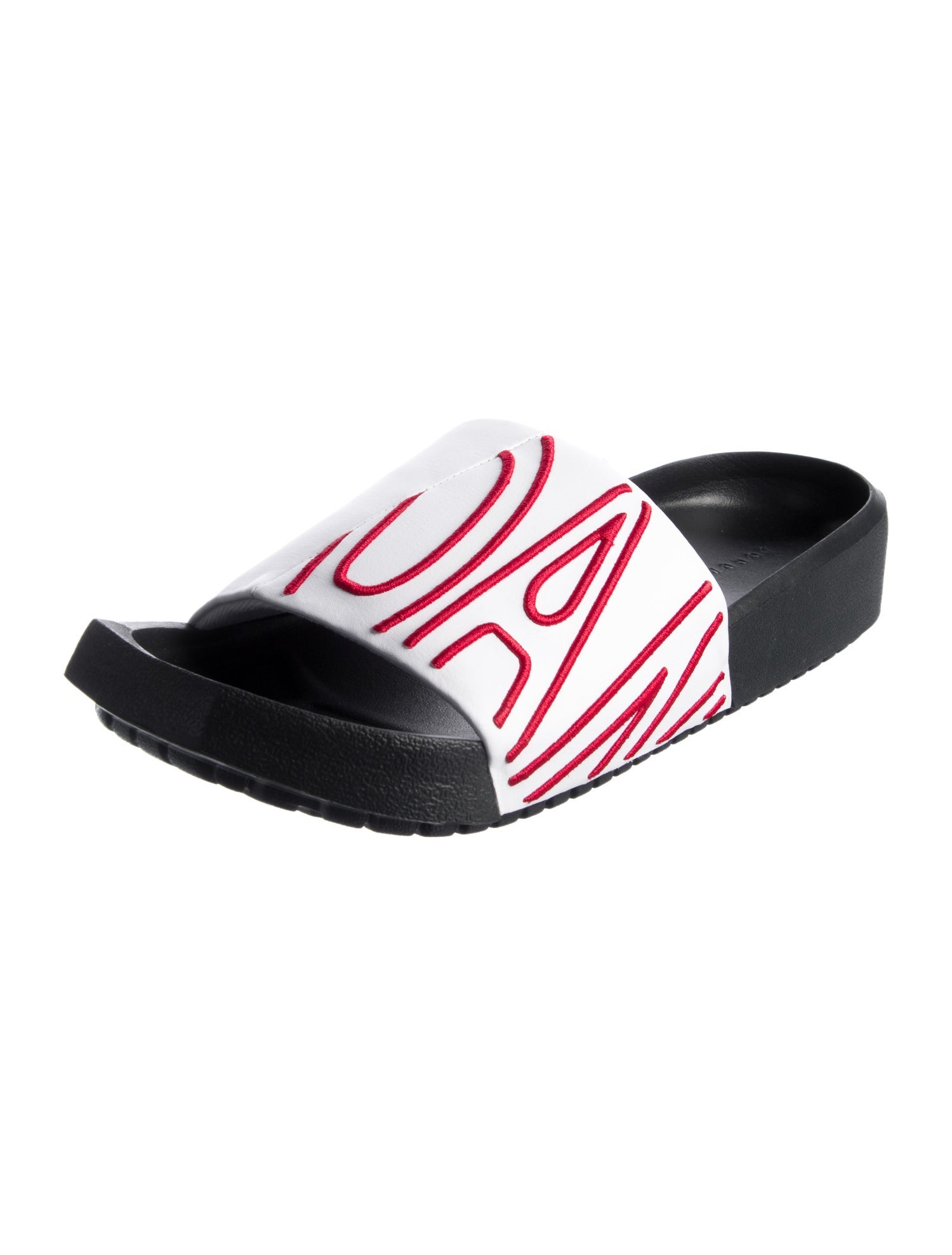 Jordan Nola Slide 'White Black Gym Red' Leather Slides w/ Tags