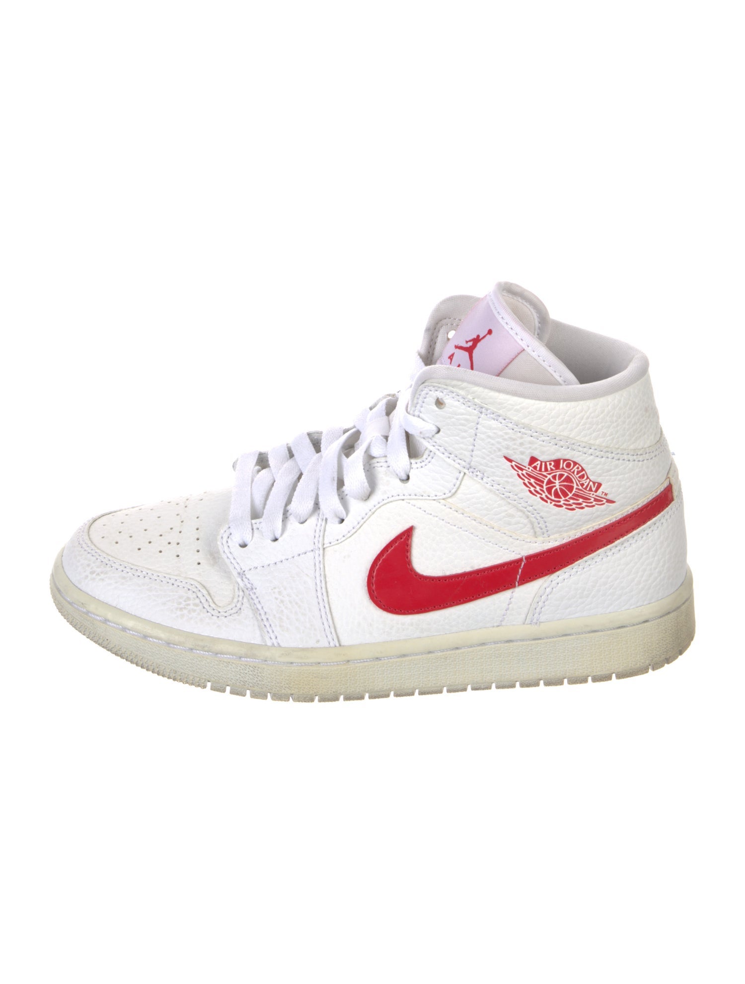 Jordan 1 Mid White University Red Sneakers
