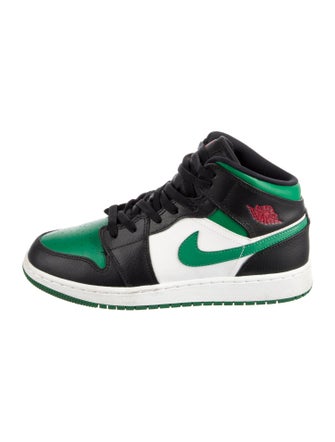 Jordan Boys' 1 Mid Green Toe (GS) Sneakers