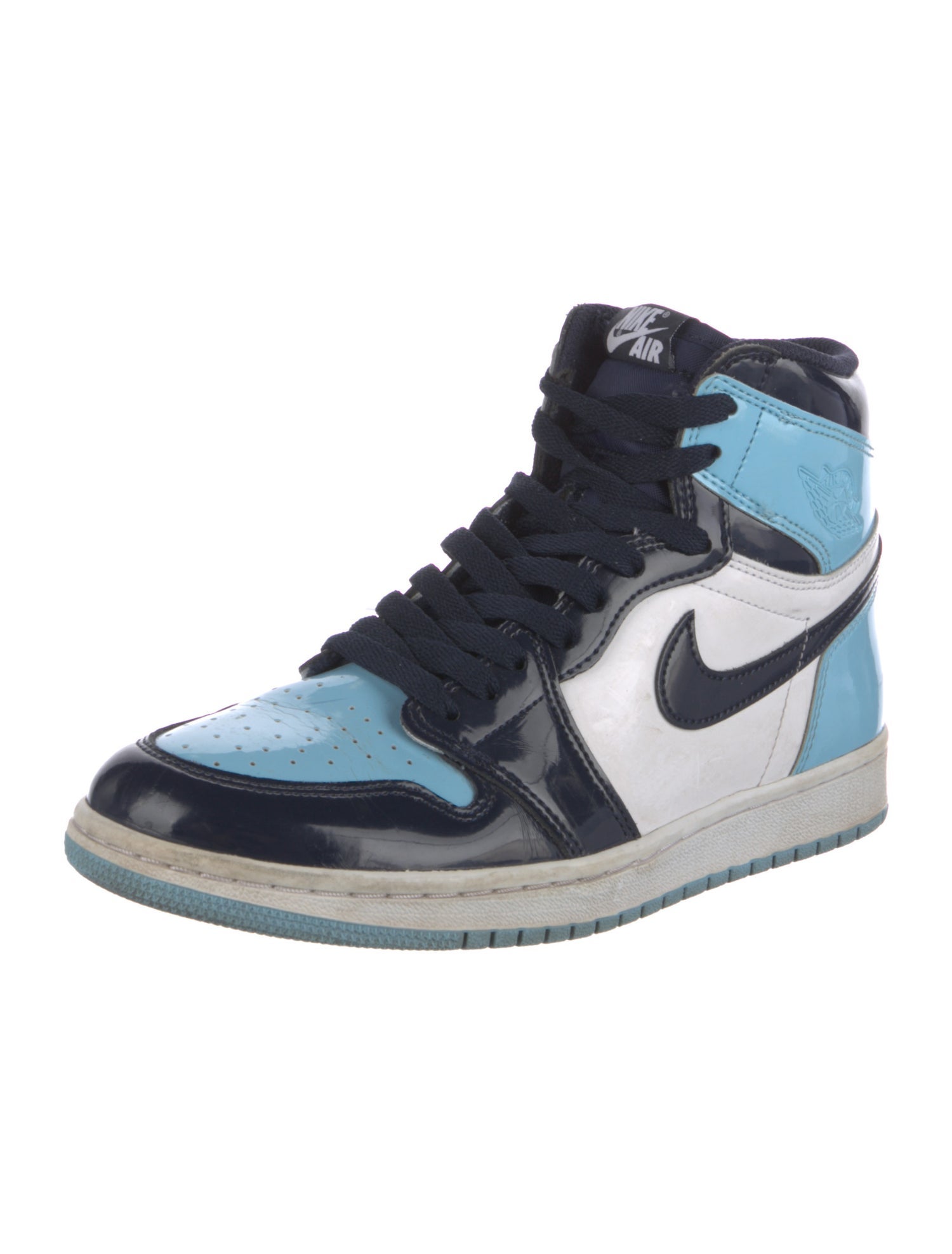 Jordan Patent Leather Colorblock Pattern Athletic Sneakers