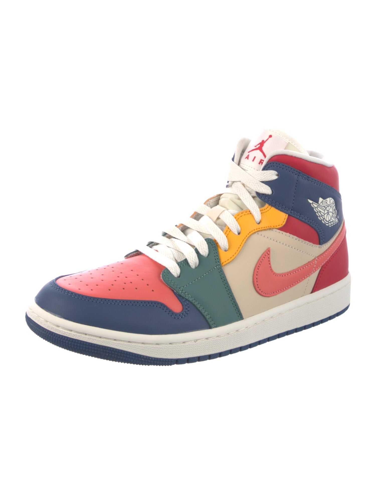 Jordan Leather Colorblock Pattern Sneakers
