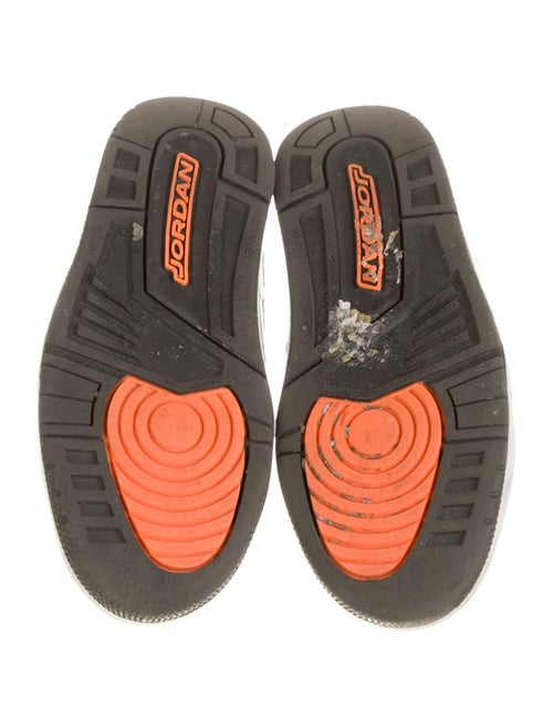 Jordan kid boys'; grey and orange shoes