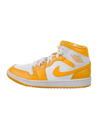 Jordan 1 Mid White University Gold Athletic Sneakers