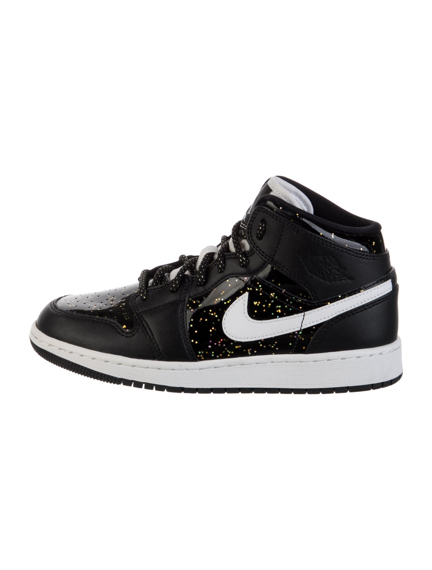 Jordan 1 Mid SE GS 'Black Glitter' Athletic Sneakers