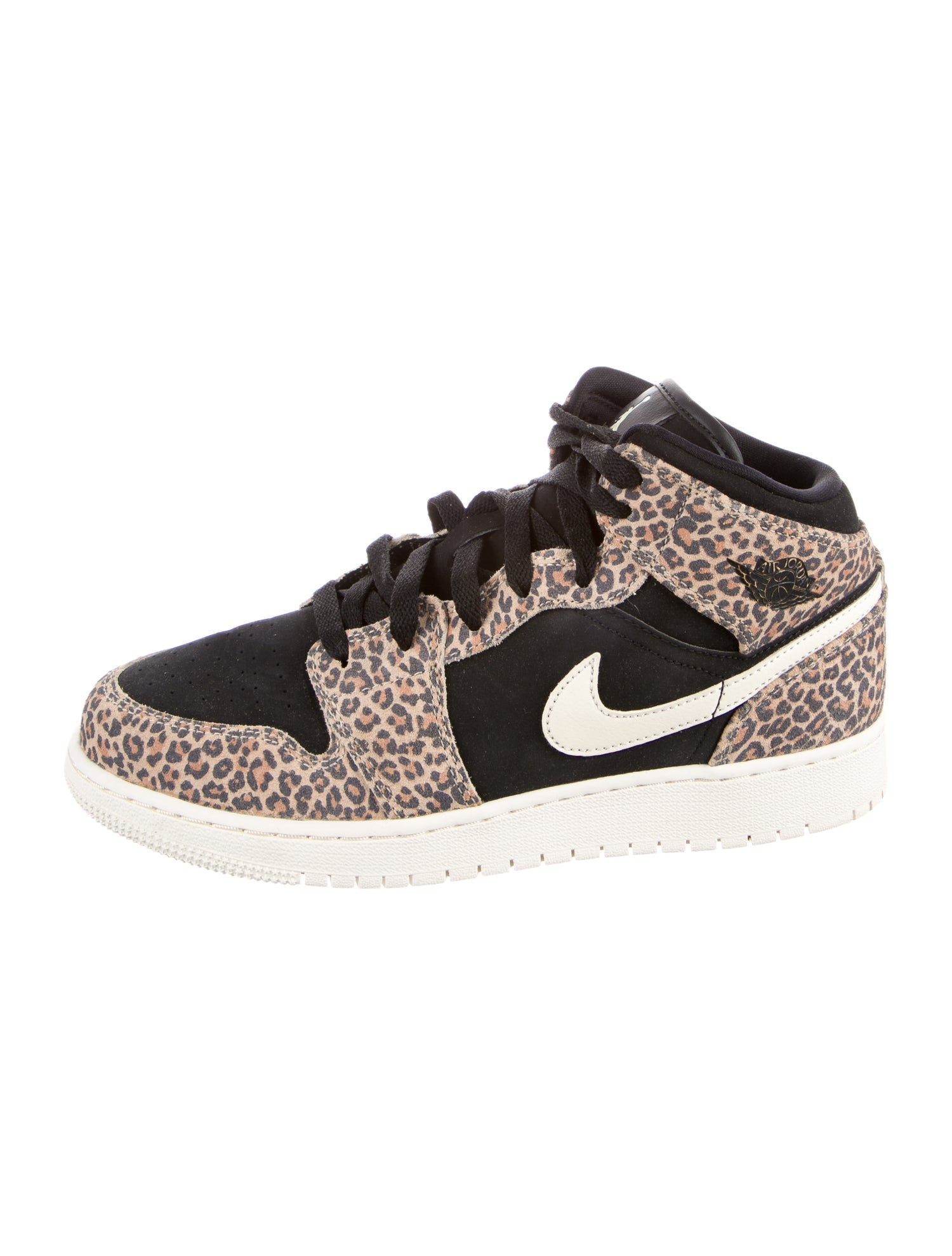 Jordan Nike Girls' Air Jordan 1 Mid SE Leopard (GS) Sneakers