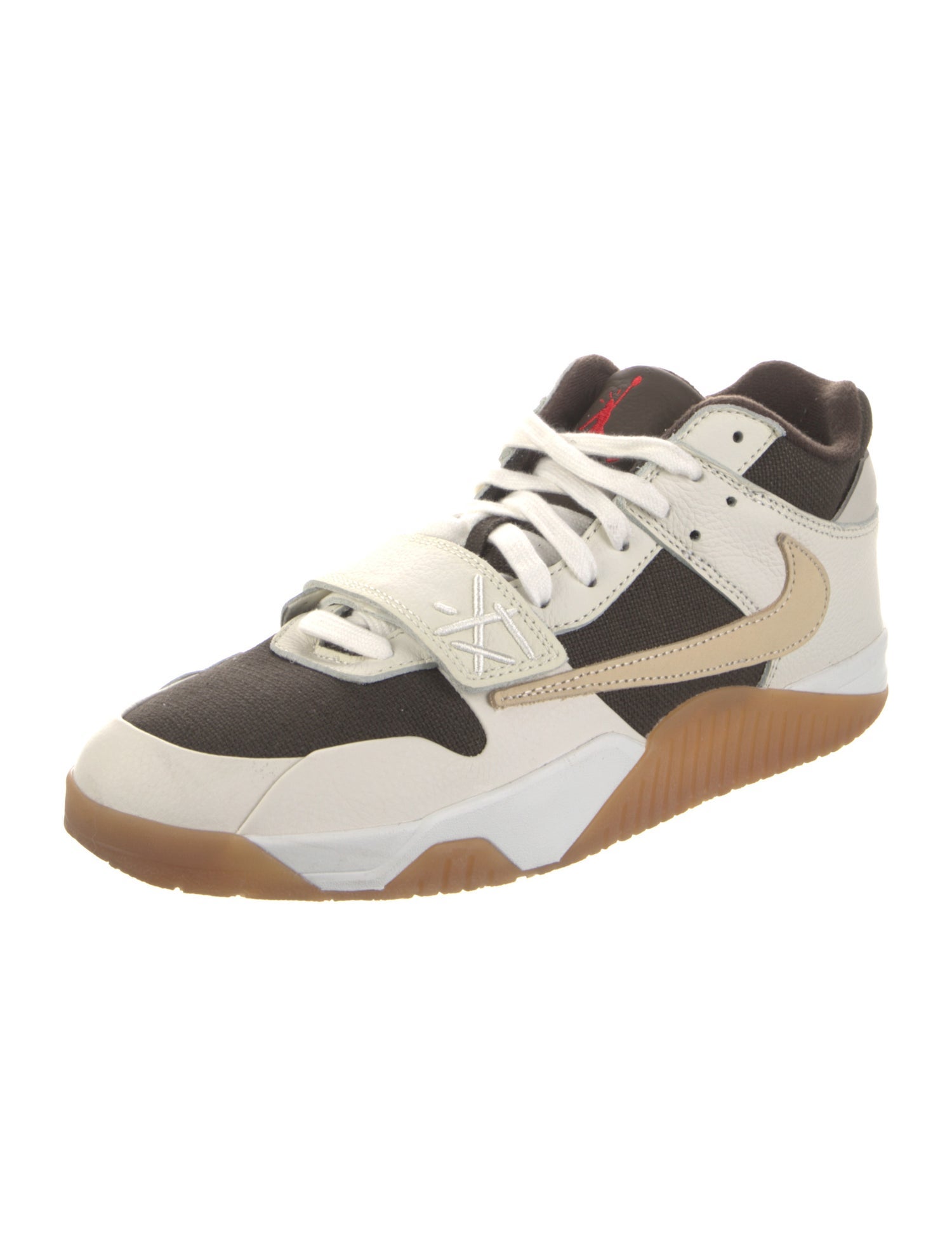 Jordan x Travis Scott Leather Colorblock Pattern Sneakers