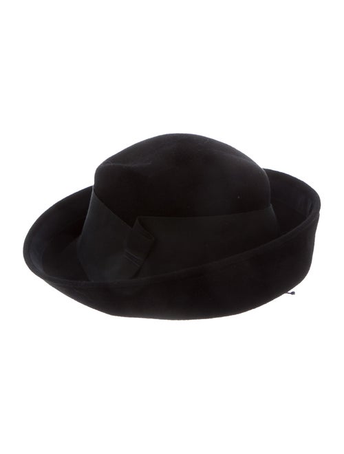 Jennifer Ouellette Wool Wide Brim Fedora Hat Black