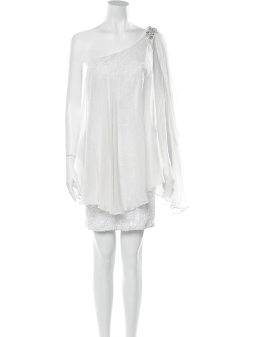 Jovani Silk Mini Dress White