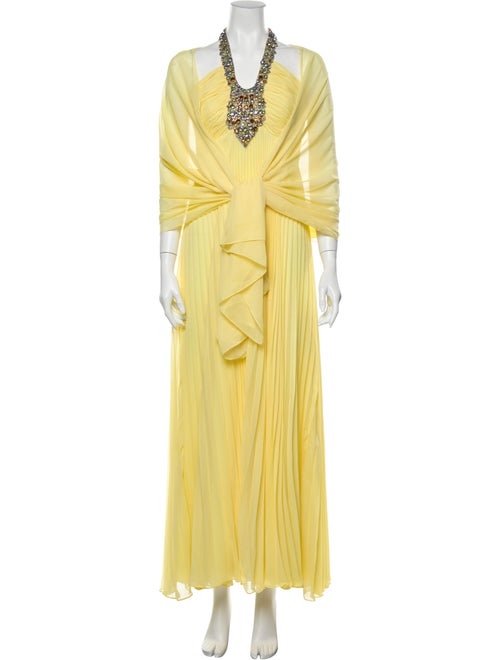Jovani Silk Long Dress Yellow