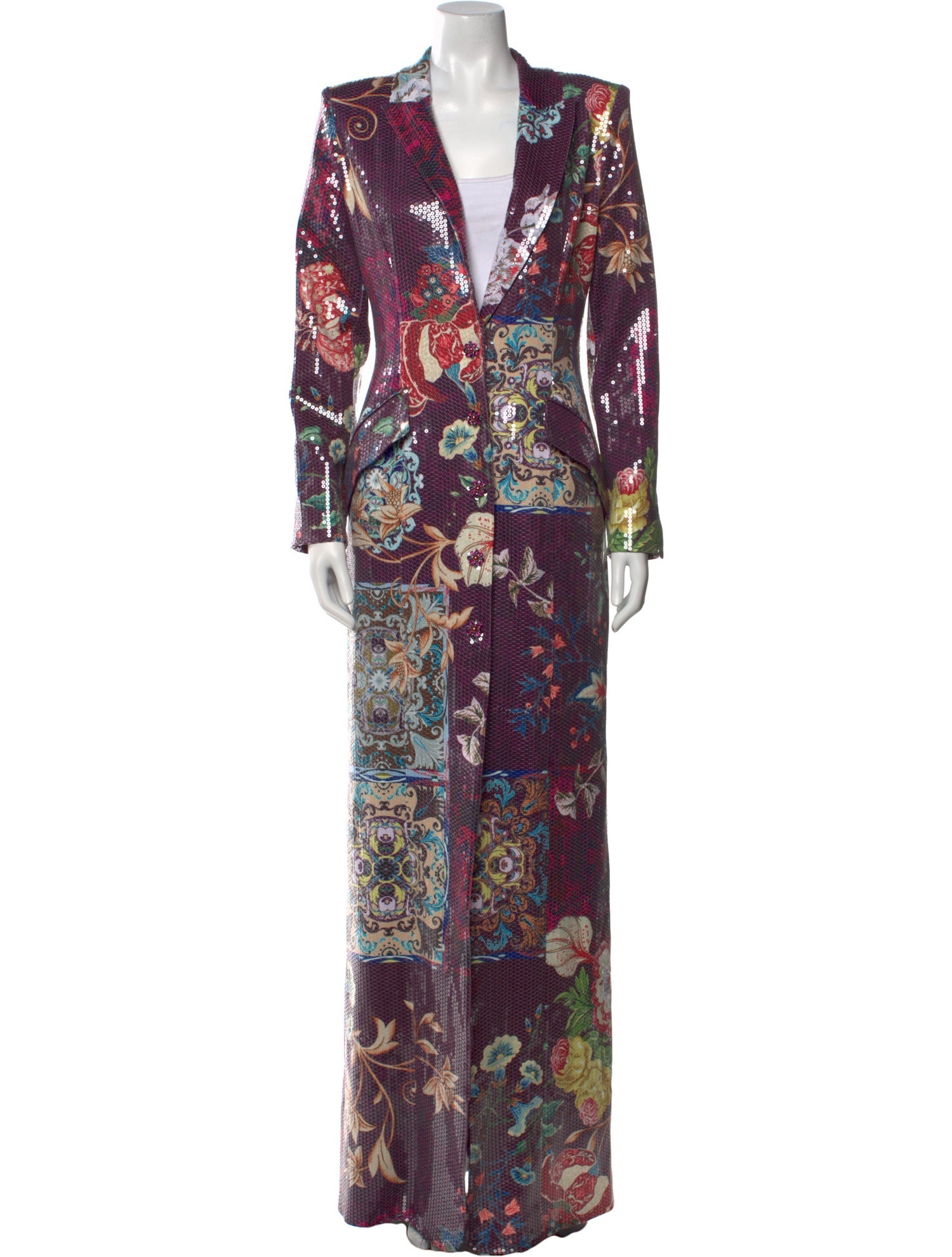 Jovani Linen Floral Print Coat