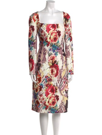 Jovani Floral Print Midi Length Dress